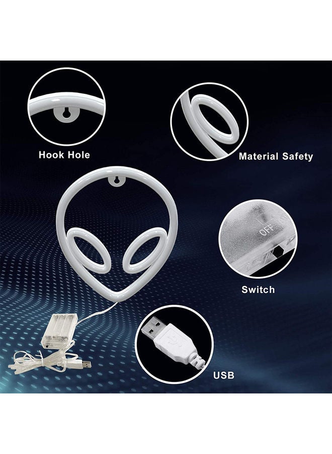 لافتة نيون LED على شكل كائن فضائي لديكور الحائط أزرق وردي 20 x 22سم - Image 3